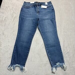 NWT Judy Blue Jeans 16W High Waist Skinny Fit Medium Wash Shark‎ Bite Stretch